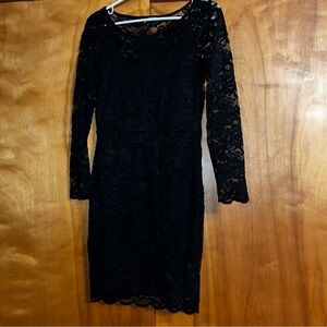 Ambiance Black Lace Long Sleeve Dress